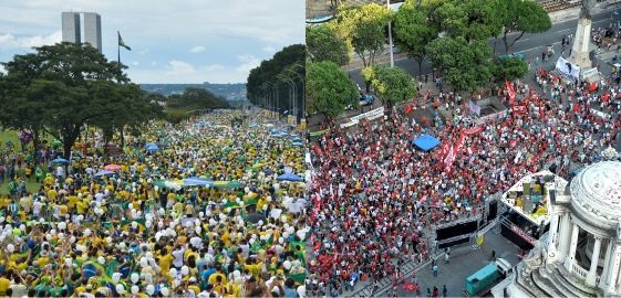 manifestações pró e contra o impeachment de Dilma Rousseff